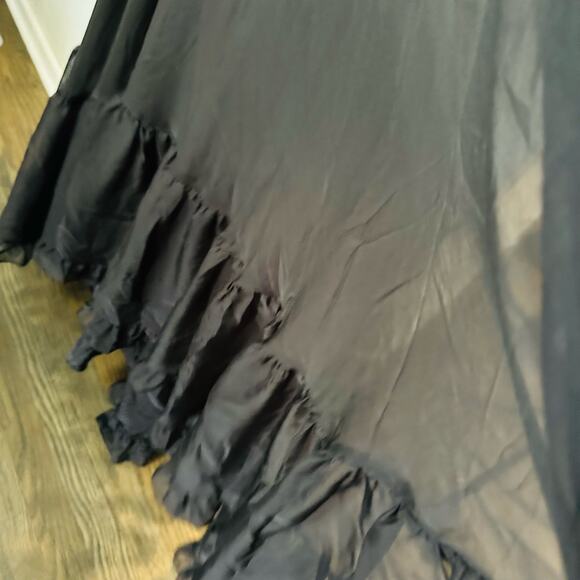 MAC DUGGAL Ieena Black Chiffon Lace Up Back Cut Out Middle Gown Dress Size 6 - Picture 9 of 16